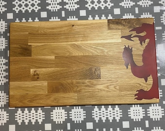 Handmade Welsh dragon resin serving board