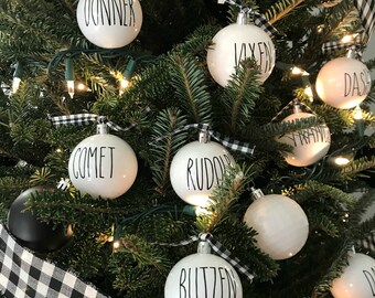 Rae Dunn Inspired Reindeer Ornament Set,  Rae Dunn Inspired Christmas, Christmas Tree Ornaments