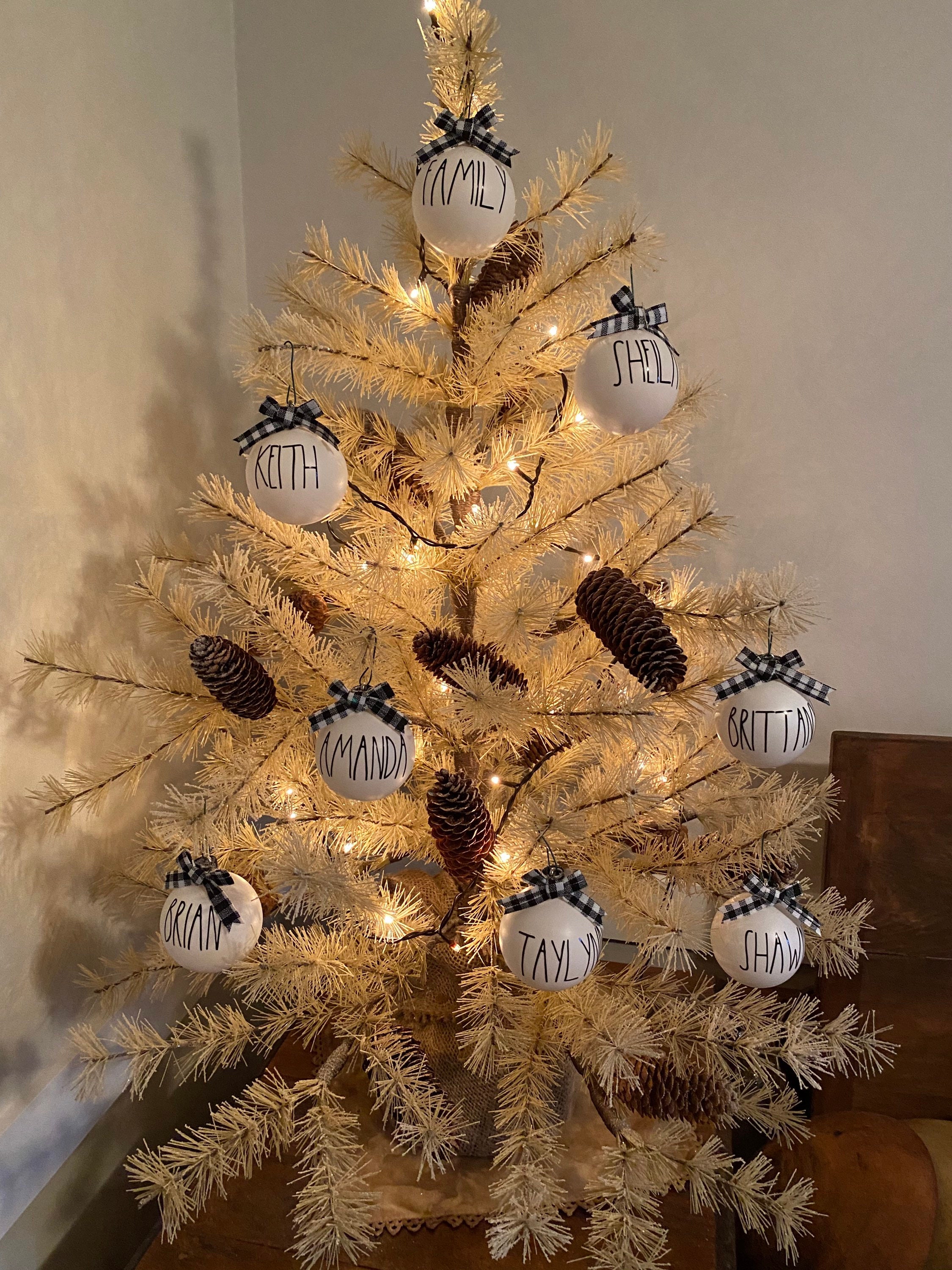 Rae Dunn Inspired Ornaments,  Christmas Tree Decor,  Farmhouse Ornaments, Custom Ornaments