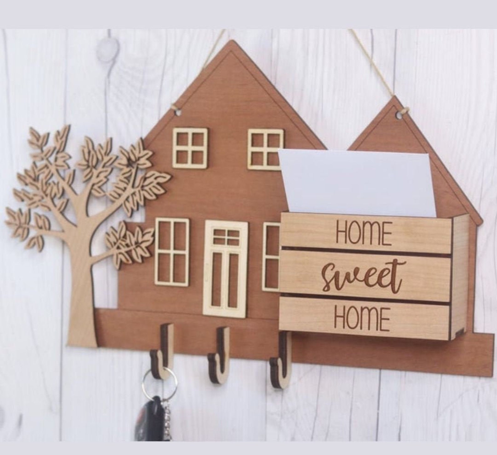 Wooden Key and Mail Holder for Wall Decorative Rustic Etsy