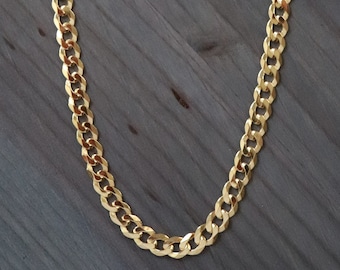 Real Gold Men's 18K Yellow Gold 7mm Cuban Link Chain Necklace Jewelry - Genuine 18k Solid Gold FREE Shipping