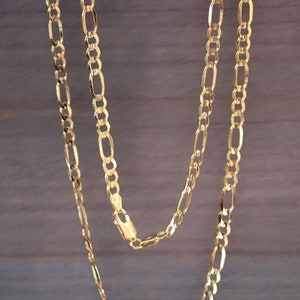 Real Gold Men's 18K Yellow Gold 4.2mm Figaro Link Chain Necklace Jewelry - Genuine 18k Solid Gold FREE Shipping