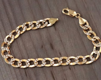 Real Gold Men's 14K Yellow Gold 7.5mm Cuban Chain Bracelet Jewelry - Genuine 14k Solid Gold FREE Shipping