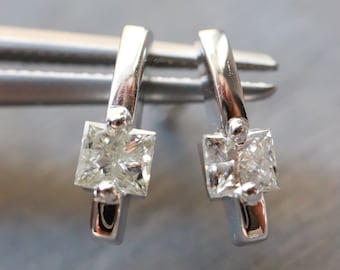 18K White Gold Diamond Drop Earrings Jewelry - Genuine 18k Solid Gold Natural Diamonds FREE Shipping