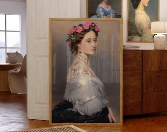 Tattoo Princess Alice, PRINTED wall art, altered fine art print, Eclectic Wall Art