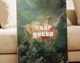 Trap Queen, PRINTED wall art, rococo art, rap lyrics art print