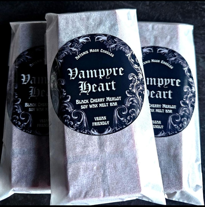 Vampyre Heart ~ Black Cherry Merlot scented vegan soy wax melt bar vampire gift ideas image 1
