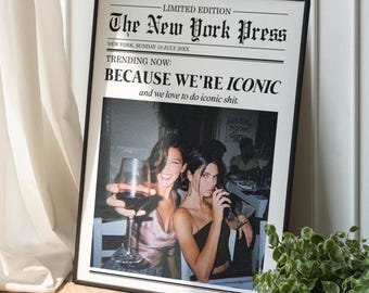 Custom Newspaper Print, Custom Friendship Wall Art, College Dorm, Gift for Friend, Best Friend Gift, Custom Gift, Modern Girly Room Decor