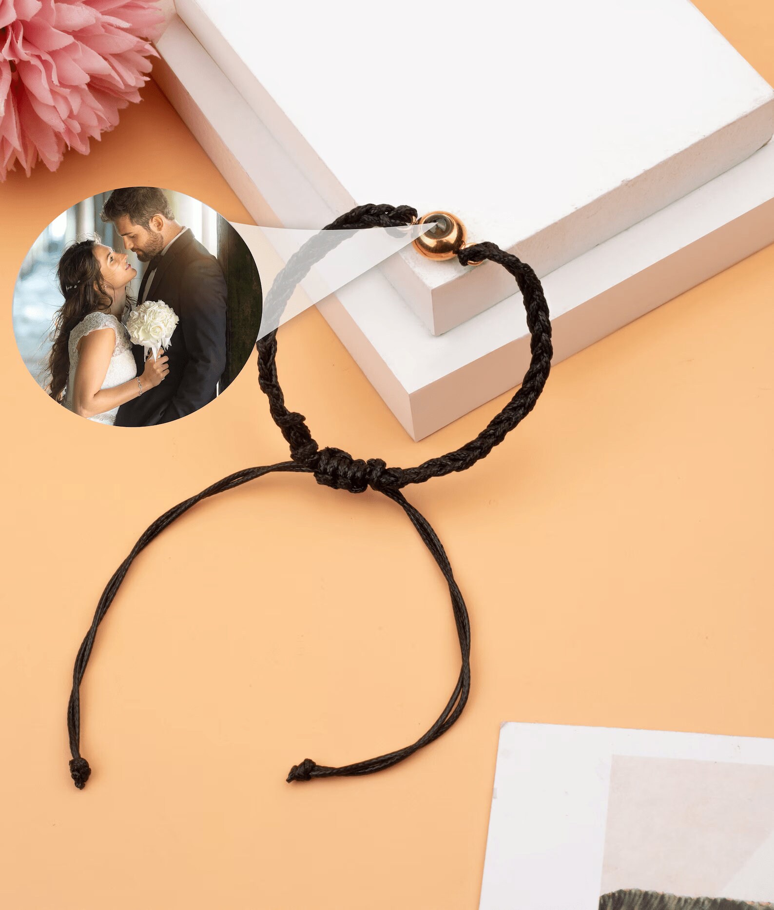 Personalized Charm Photo Projector Bracelet Braided Memorial Etsy