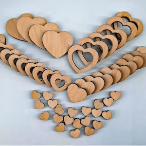 Valentine's Day, engagement, wedding, love, birthday heart litter, 50 piece table litter, table decoration, wood for crafting and decorating