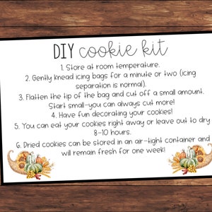 Thanksgiving DIY Cookie Kit Instructions