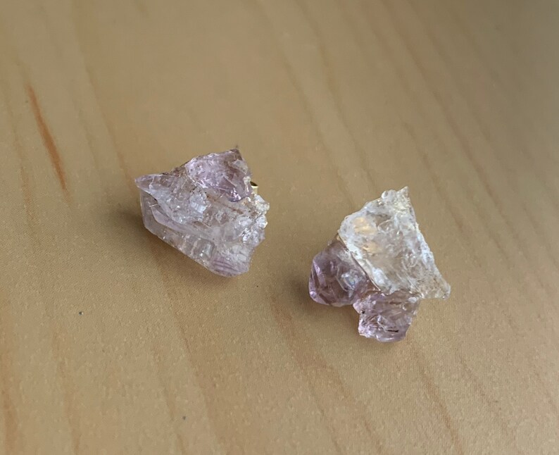 Raw amethyst stud earrings
