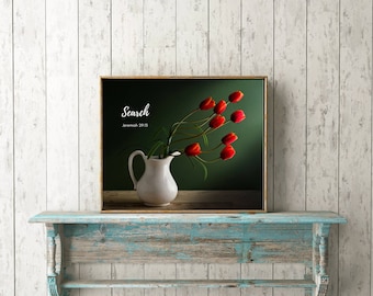 Buscar y encontrar, buscar a Jesús, Jeremías 29 13, decoración del versículo bíblico, decoración cristiana del hogar, regalos cristianos, impresiones de las Escrituras, versículo de Jeremías