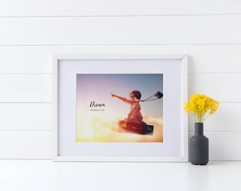 Arte de la pared del sueño, Mateo 6:33, Buscar primero el reino, Versículo bíblico de Mateo, Arte de la pared del versículo bíblico, Regalos cristianos, Arte de las Escrituras imprimible