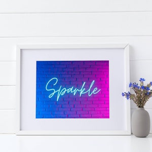 Neon Sign Art Print, Neon Decorations, Neon Print, Apartment Decor Aesthetic, Let Love Sparkle, Room Decor Aesthetic Teen Girls