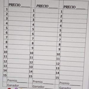 Oja para hacer libreta de bingo PDF