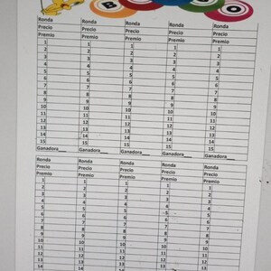 Oja para hacer libreta de bingo PDF