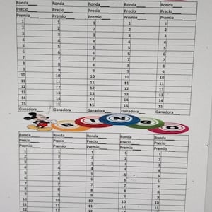 Oja para hacer libreta de bingo PDF