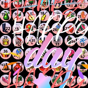 1 inch circles  Mexican Loteria Firgures PNG
