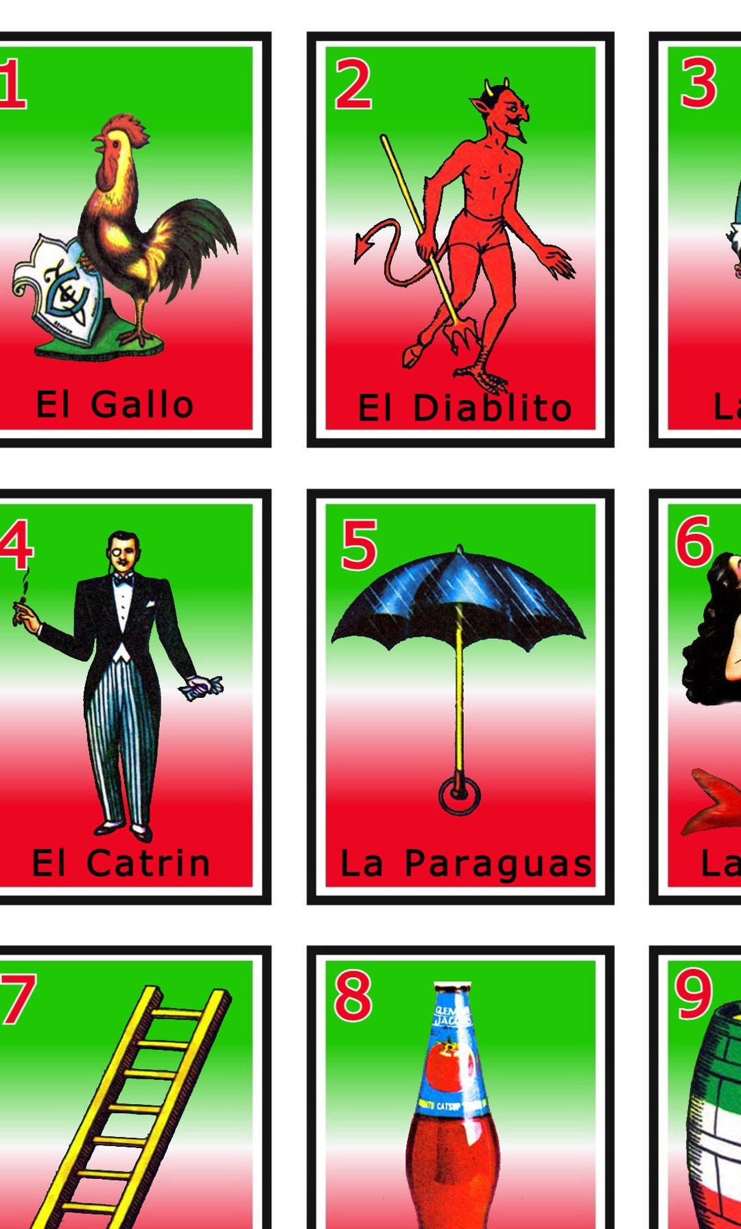 Baraja De La Loteria Con Los Colores De Bandera De Mexico PDF Etsy