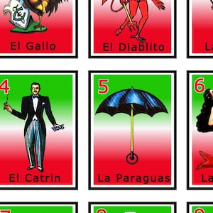 Baraja de la loteria con los colores de la bandera de Mexico PDF