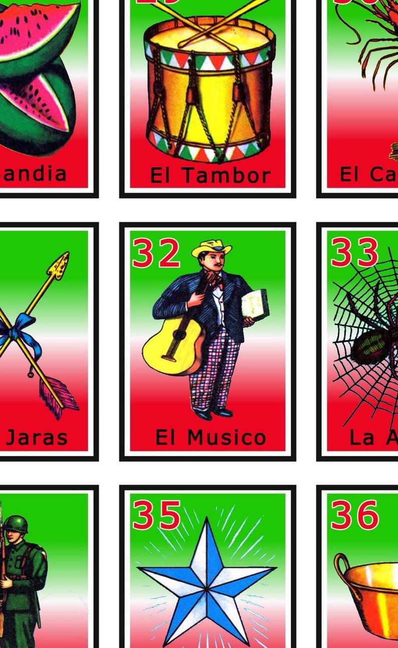 Baraja De La Loteria Con Los Colores De Bandera De Mexico PDF Etsy