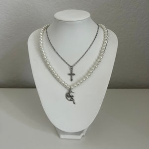 ネックレス・ペンダント Lovers Pearl Necklace #9725_Lovers goldpearlczweddingpendantneckl