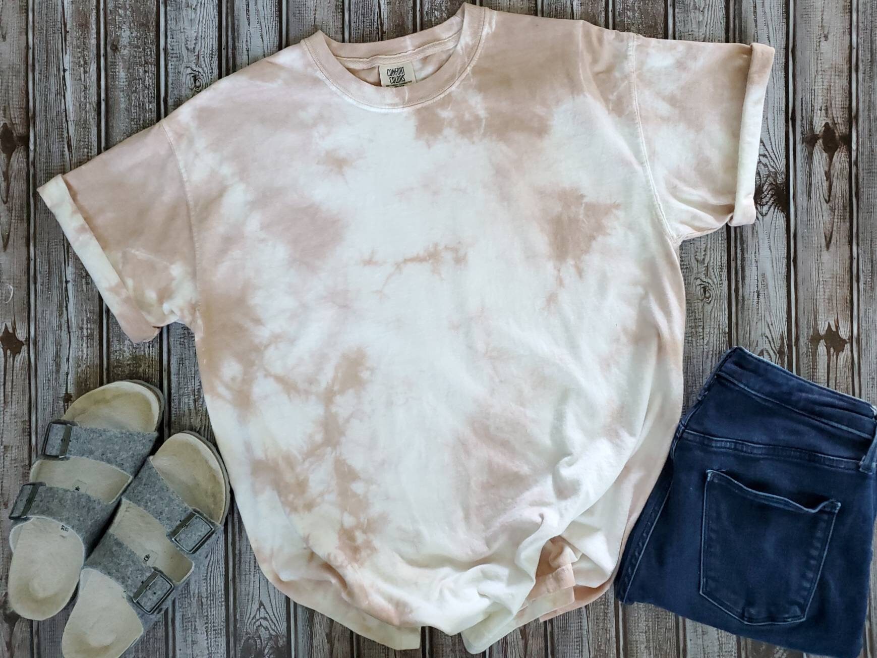 Unisex Camel Tan Comfort Colors Tie Dyed T-Shirt | Matching Kids Shir…