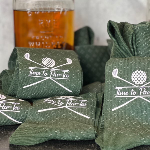 Time to Par-Tee Mens Dress Socks, Personalized Golf Socks, Matching Golf Trip Gift, Golf Bachelor Party, Funny Retirement Gift, Golf Club