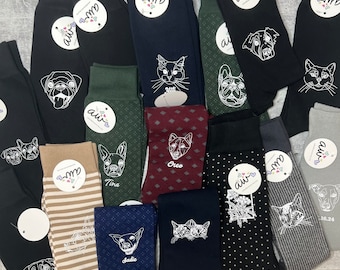 Custom Dog Portrait Socks, Personalized Dress Socks, Custom Pet Portrait Gift, Dog Dad Gift, Funny Mens Sock, Cat Dad Gift, Cat Portrait