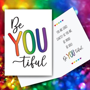 Tarjeta del Orgullo Imprimible – Tarjeta de Afirmación LGBTQ+ – Tarjeta de Felicitación LGBTQ+ Colorida – Mes del Orgullo – 3 Tamaños Incluidos – Descarga Instantánea