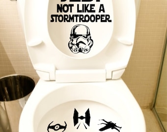 Aim Like A Jedi Not Like A Stormtrooper Toilet Bathroom Sticker Decal, Funny Star Wars Toilet Seat Decal, Custom Vinyl Sticker, Trooper