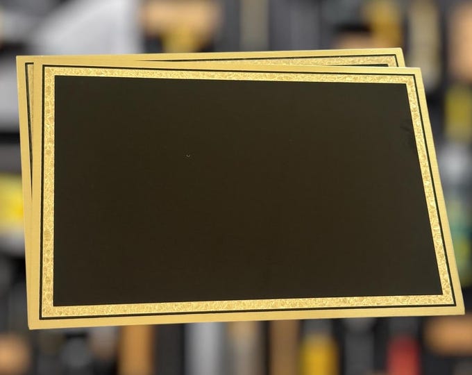 Engraved Brass Plated Steel Plaque Plate - Black & Gold (4x6 inches)