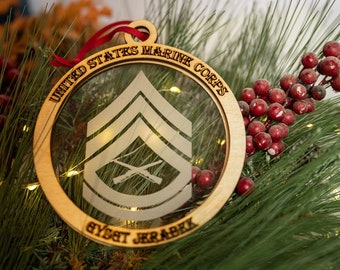 Customizable Military Rank Christmas Tree Decoration - Personalized Ornament