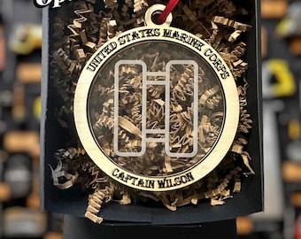 Personalized Military Rank Christmas Ornament - Custom Armed Forces Holiday Tree Decoration Gift