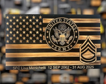 Custom Wooden American Flag Military Plaque: Retirement, PCS, Award Gift