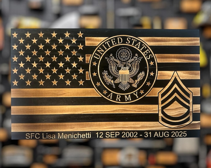 Personalized Army American Flag Military Plaque: Retirement, PCS, Award Gift