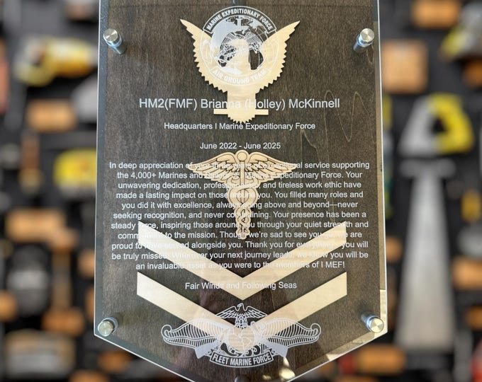 Featured listing image: Personalized Military Rank Plaque: Engraved Acrylic & Maple Wood