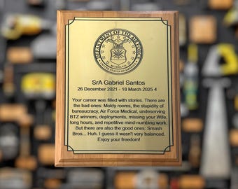 Personalized Military Wood Plaque | MilitaryRetirement, Promotion, Recognition Gift