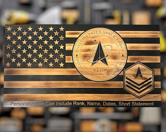 Personalized Space Force Flag Plaque, USSF Retirement Gift