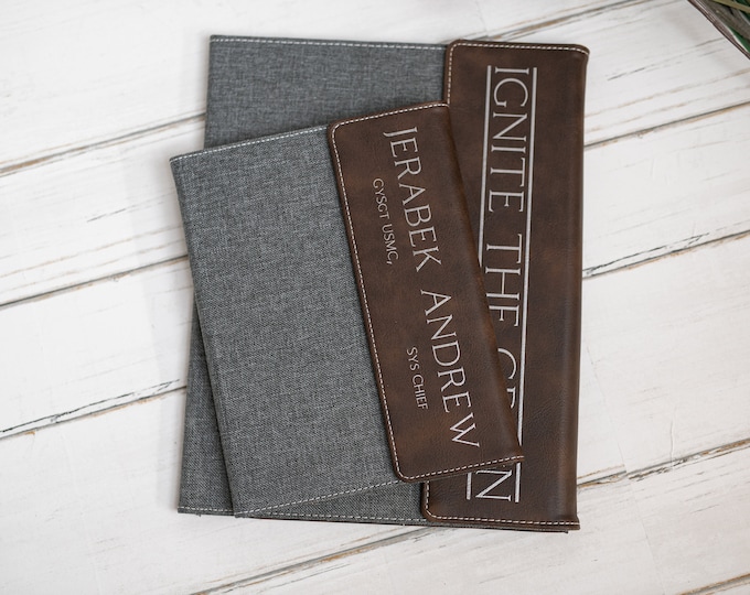 Custom Engraved Vegan Leather Portfolio: Personalized Business Gift Organizer with Refillable Notepad