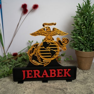 USMC 3D Printed Desk Plaque  | Military Plaque | Custom Award | Desk Gadgets