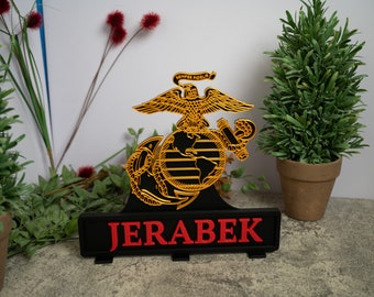 USMC 3D Printed Desk Plaque  | Military Plaque | Custom Award | Desk Gadgets