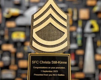 Personalized Wood Plaque | Military Gift | Rank Gift |  "Official Hobbyist of the USMC; License number 21262"