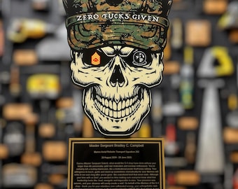 Personalized Military Skull Plaque: Award, PCS, Retirement, Promotion Gift for Army & Marine Corps