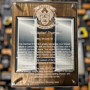 Personalized Military Award Plaque for Military PCS and Special Occasions