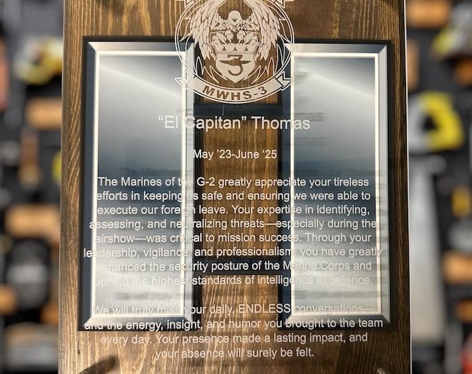 Featured listing image: Personalized Military Award Plaque: Military Promotion or Retirement Gift