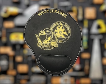 Custom Military Gift Mousepad with Wrist Rest | Personalized Engraved Desk Accessory