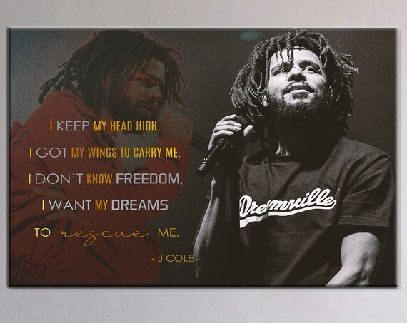 J COLE, J Cole Poster, Wall Art Gift For Men | Gift For Him | Personalized Gift Printable Wall Art Illustration - Framed Ready-To-Hang Gift