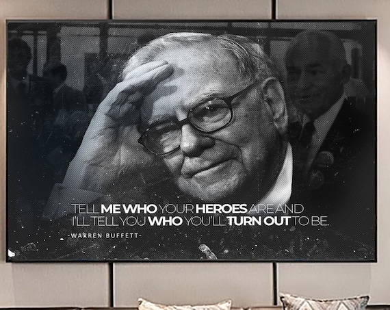 Warren Buffett Quote HEROES Art Canvas - Warren Buffett Inspirational Art Canvas/Printed Picture Wall Art Decor. READY to Hang Gift. 48x36in
